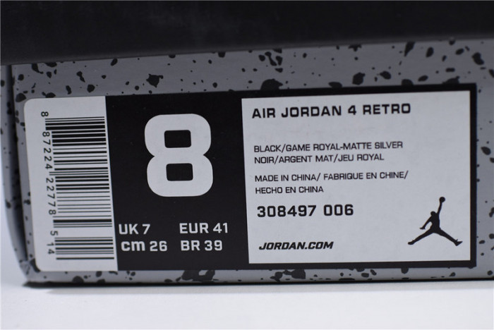 air jordan 4 black royal blue 308497-006
