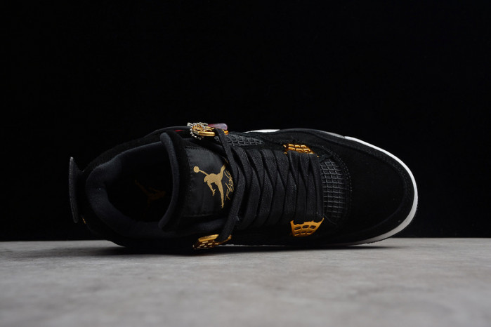 air jordan 4 “royalty” black/metallic gold-white mens 308497-032