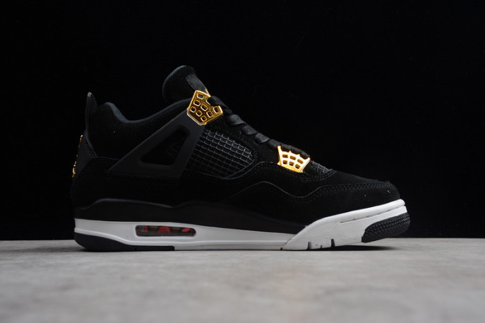 air jordan 4 “royalty” black/metallic gold-white mens 308497-032