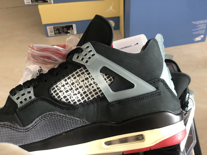 o-w x air jordan 4 “bred” black/red cv9388-001