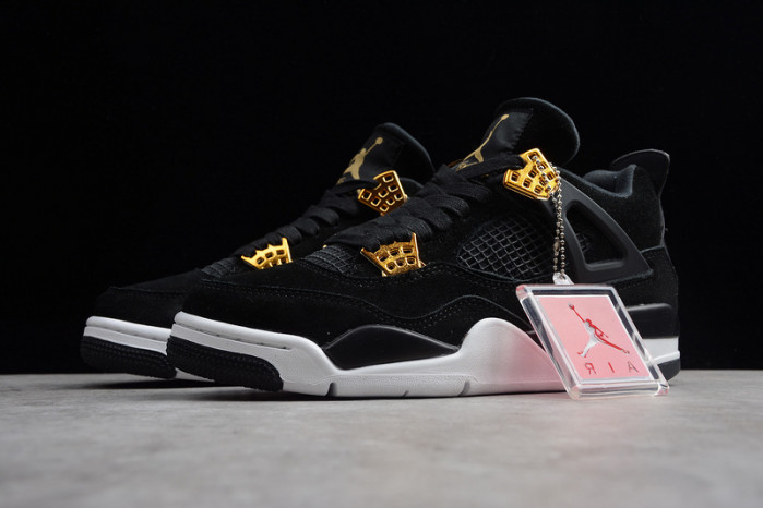 air jordan 4 “royalty” black/metallic gold-white mens 308497-032