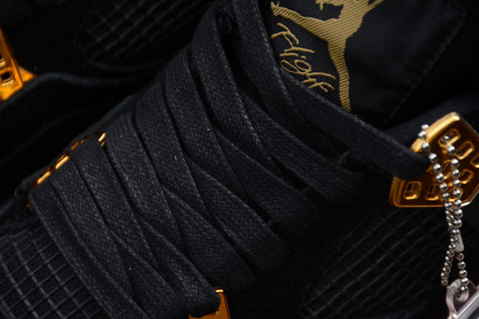 air jordan 4 “royalty” black/metallic gold-white mens 308497-032