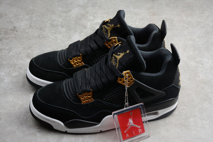 air jordan 4 “royalty” black/metallic gold-white mens 308497-032